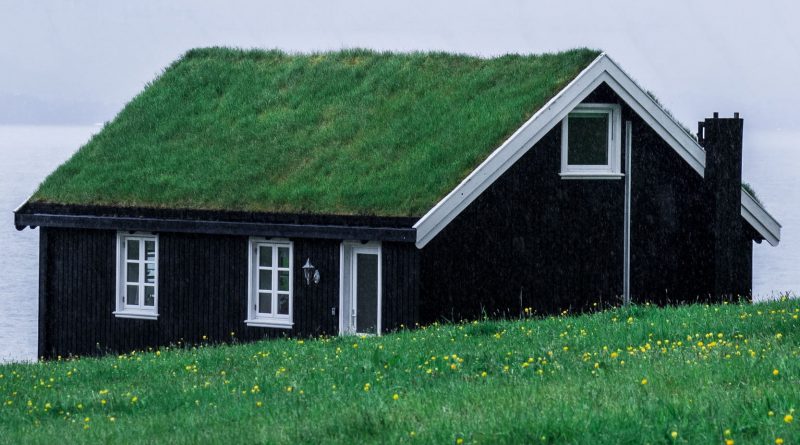 Dom zakupiony za gotówkę z gdańskiego skupu domów. Na dachu ma trawę, dookoła również jest trawa. Prosty, jedno-piętrowy domek z poddaszem.